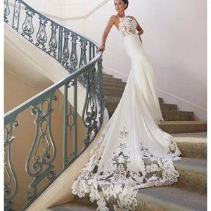 Lace Sweetheart Neck Backless  Mermaid Wedding Gown